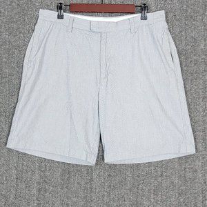 Nautica Shorts Mens 34 Blue White Seersucker 100% Cotton Chino